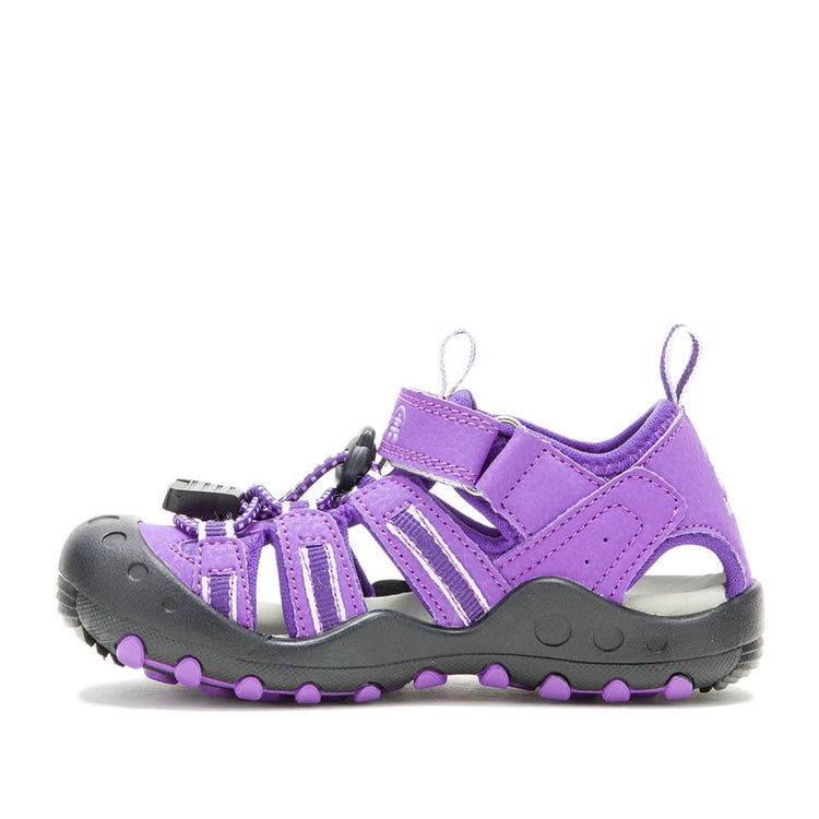 Sandales - Crab Kamik violettes et noires pour enfant fille, style sandale fermée, vue de profil côté intérieur.