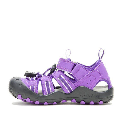 Sandales - Crab Kamik violettes et noires pour enfant fille, style sandale fermée, vue de profil côté intérieur.