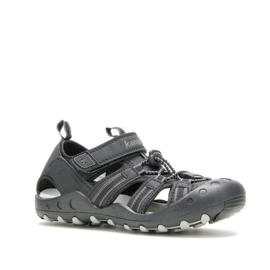 Sandales - Crab Kamik en similicuir gris foncé avec détail blanc, style fermé, pour enfant, vue de profil droit.