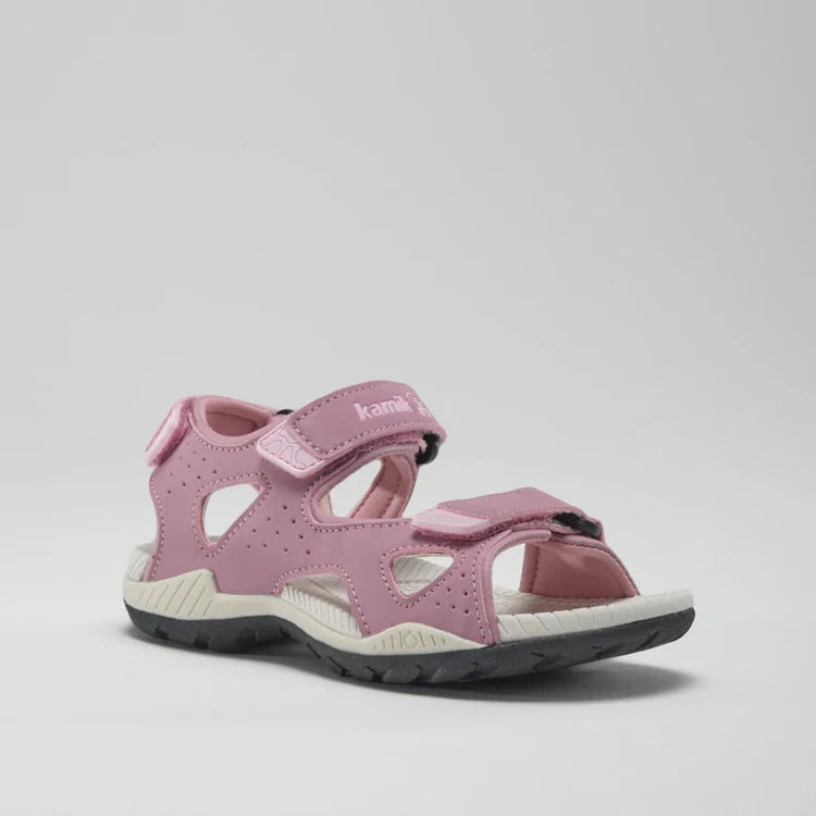 Sandales à bout ouvert - Lobster 2 Kamik rose clair en cuir synthétique imperméable, pour fille, vue de profil gauche.
