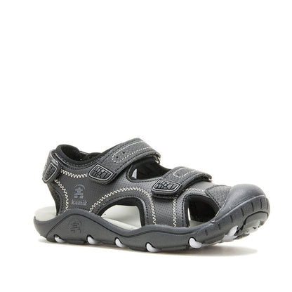Sandales - Seaturtle 2 Kamik noires et grises, tige synthétique imperméable, pour garçon, vue de profil droit.