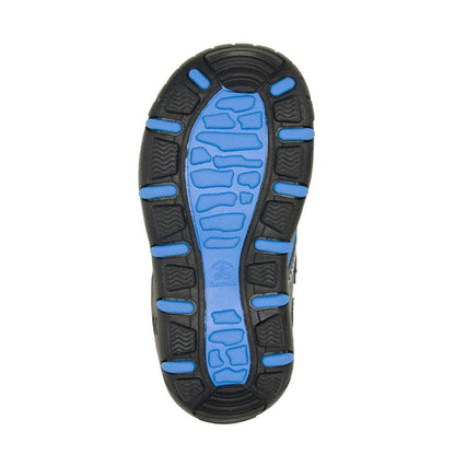 Sandales - Seaturtle 2 Kamik, semelle noire et bleue antidérapante, style gougounnes garçon, vue dessous détaillée.