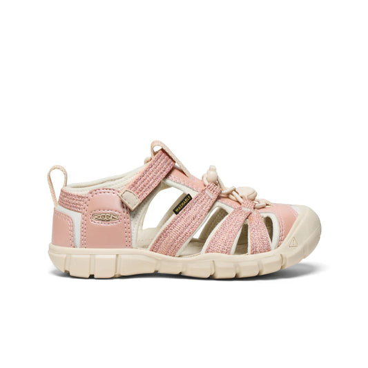 Sandales - Seacamp II CNX Keen rose pâle et beige, style sandalettes ouvertes, tissu et semelle caoutchouc, fille, vue de profil gauche.