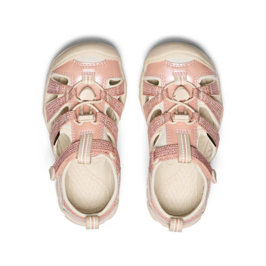 Sandales - Seacamp II CNX Keen roses et beige avec laçage élastique, style gougounnes, pour fille, vue de dessus.