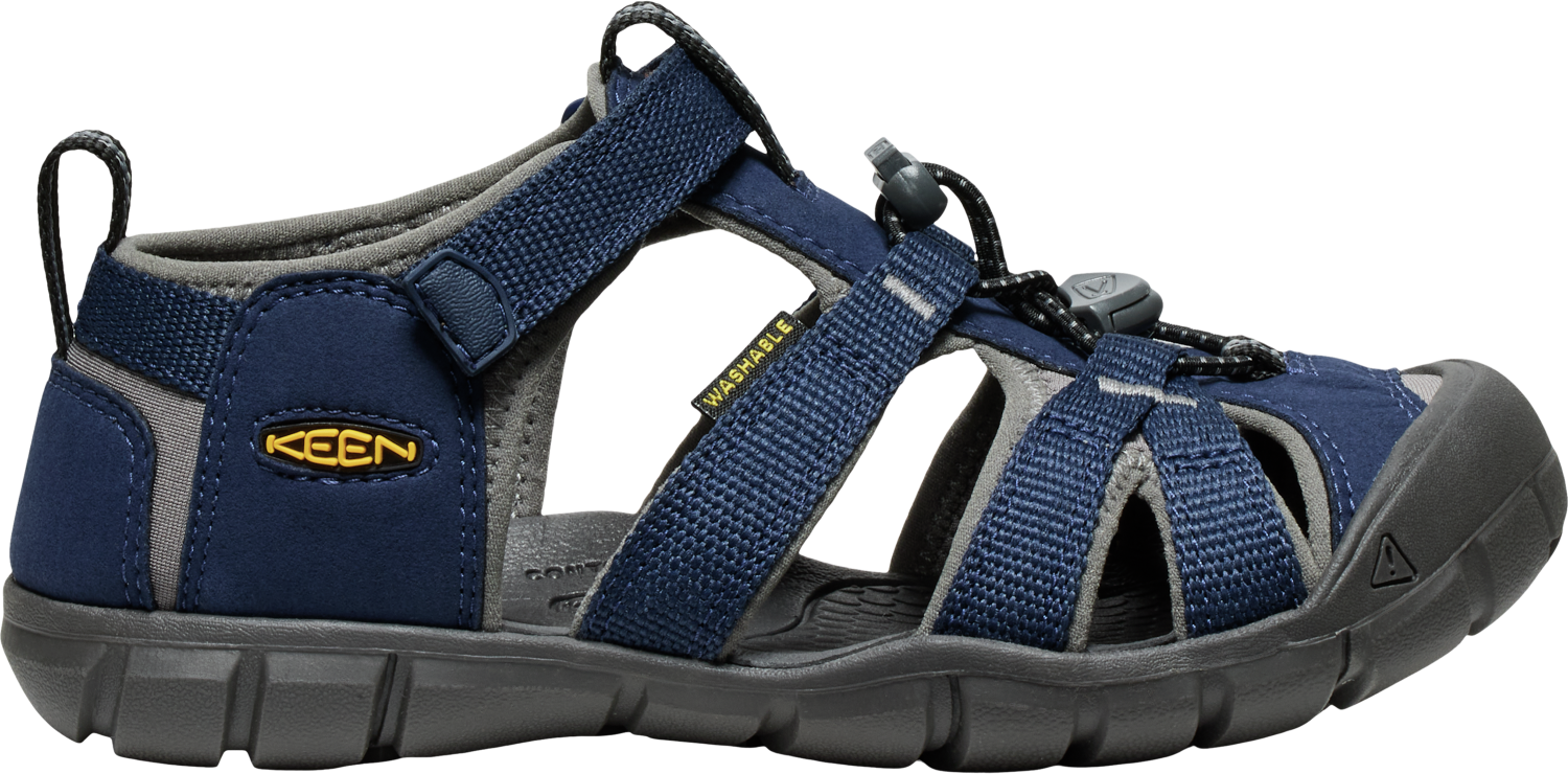 Sandales - Seacamp II Keen bleu marine et gris en textile et caoutchouc, style sport pour enfant, vue de profil gauche.