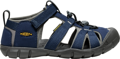 Sandales - Seacamp II Keen bleu marine et gris en textile et caoutchouc, style sport pour enfant, vue de profil gauche.