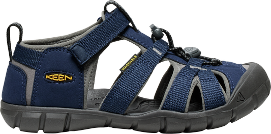 Sandales - Seacamp II Keen bleu marine et gris en textile et caoutchouc, style sport pour enfant, vue de profil gauche.