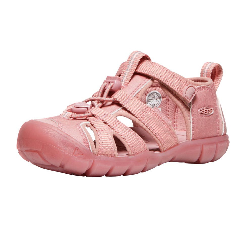 Sandales - Seacamp II Keen rose clair en caoutchouc et textile, style sportif, pour enfant, vue de trois quarts côté gauche.