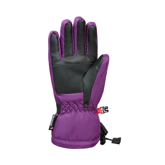 Gants d'hiver Everyday - Kombi violet et noir avec paume en cuir synthétique, imperméable, vue de face.