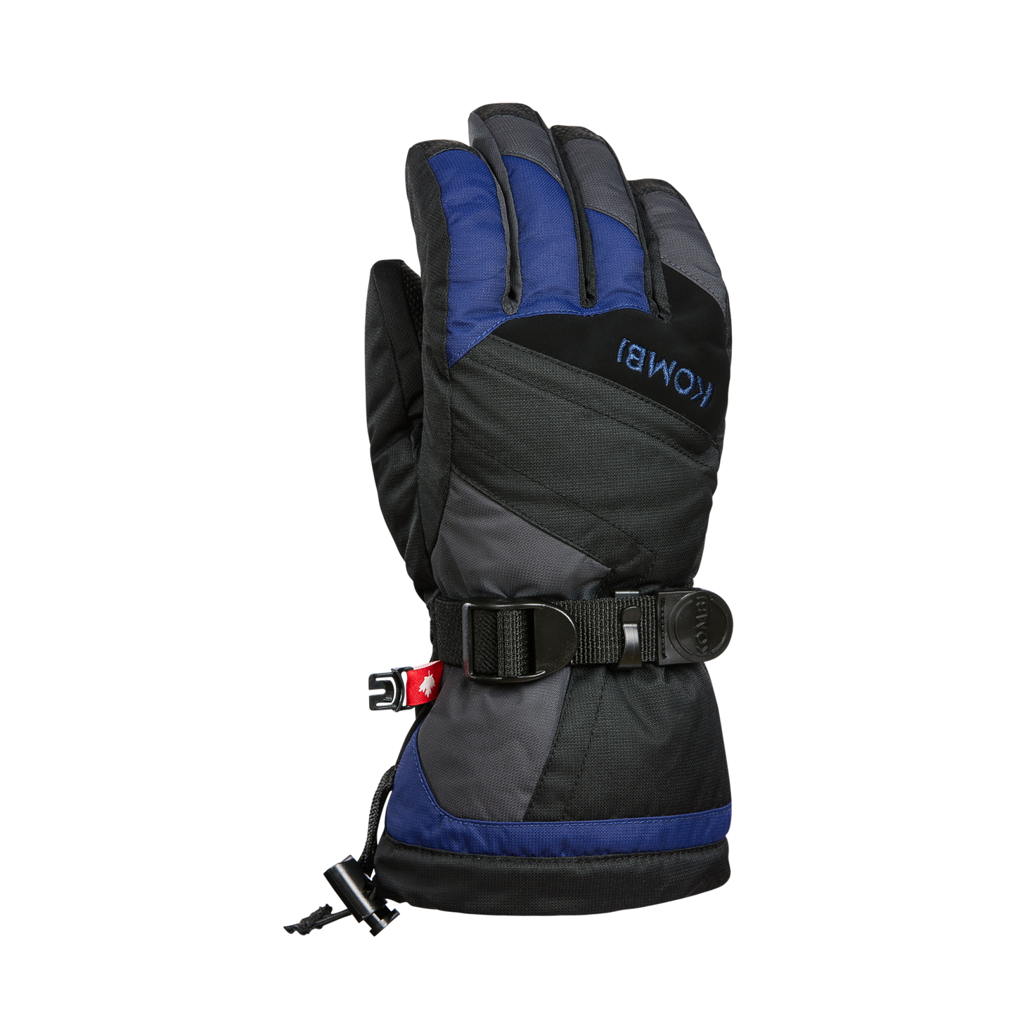 Gants d'hiver - Kombi The Original noirs et bleus, rembourrage isolant, poignet ajustable, vue de face