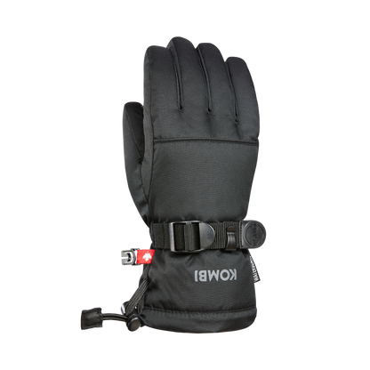 Black Kombi Everyday winter gloves for kids aged 6-7, featuring a cozy and durable design for cold weather.