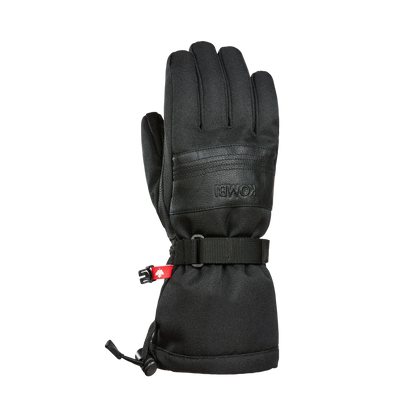 Gants d'hiver - Kombi Majestic noirs en tissu isolant et renforts cuir, style adulte, vue de face porté seul.