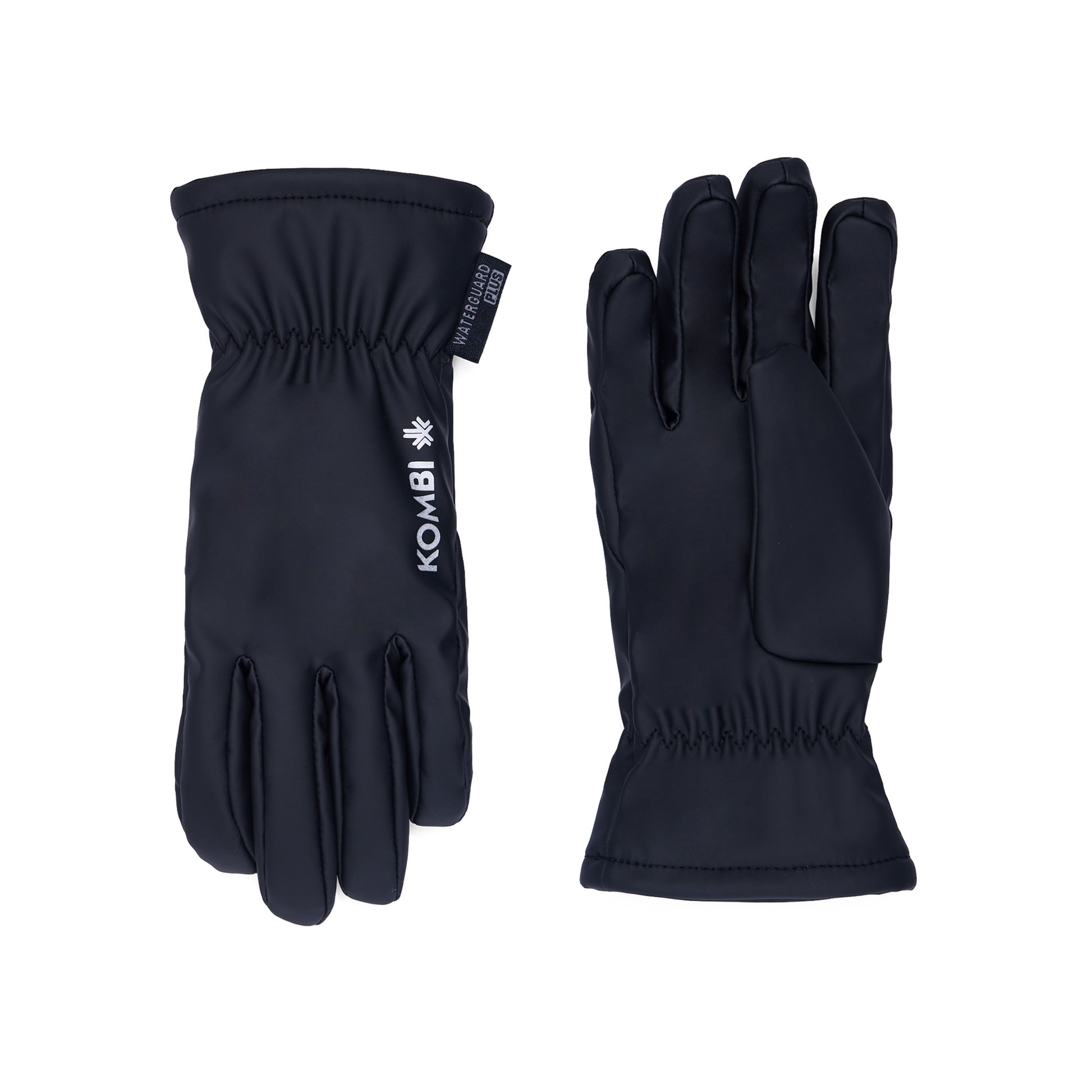 Gants Mi-Saison - Kombi noirs résistants à l'eau, tissu synthétique, style mi-saison, vue de face et dos, unisexe adulte.