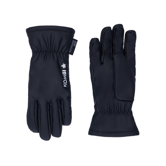 Gants Mi-Saison - Kombi noirs résistants à l'eau, tissu synthétique, style mi-saison, vue de face et dos, unisexe adulte.