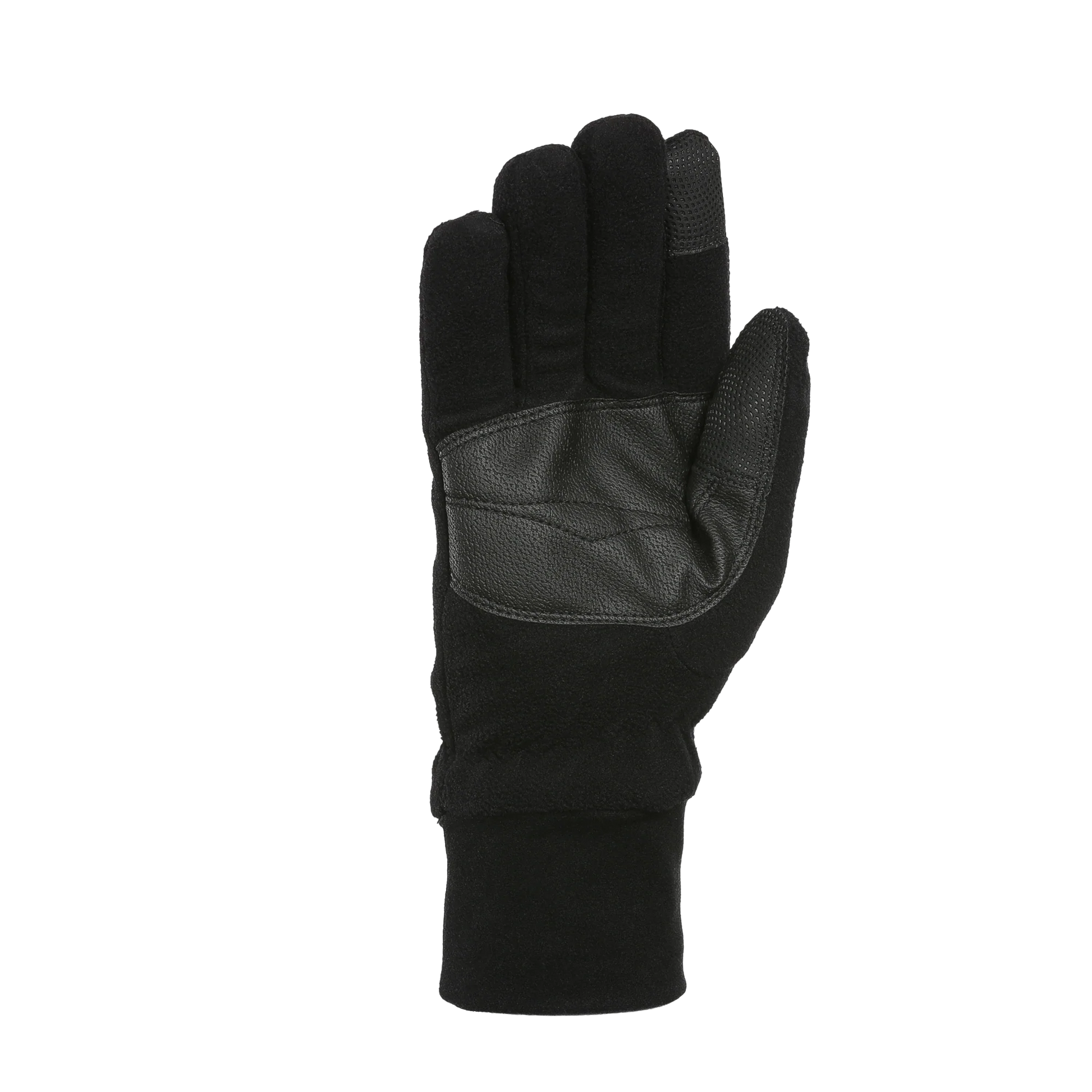 Gants Mi-Saison Windguardian en polaire - Kombi noirs, paume en cuir synthétique, style mi-saison, vue de face.