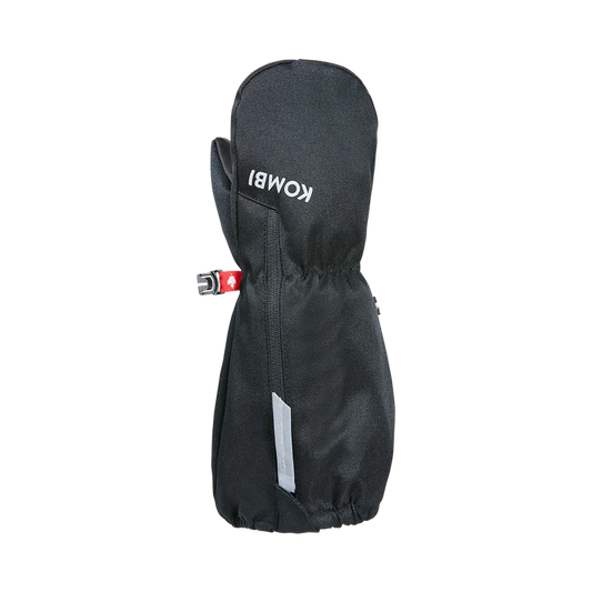 Mitaines d'hiver Squall - Kombi noires en polyester recyclé avec paume en cuir synthétique, vue de profil gauche.