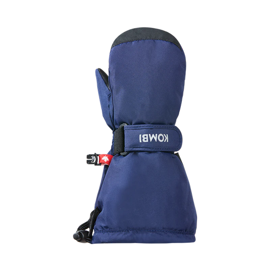 Mitaines d'hiver Roomy - Kombi bleues en polyester recyclé avec paume en cuir synthétique, vue de face enfant