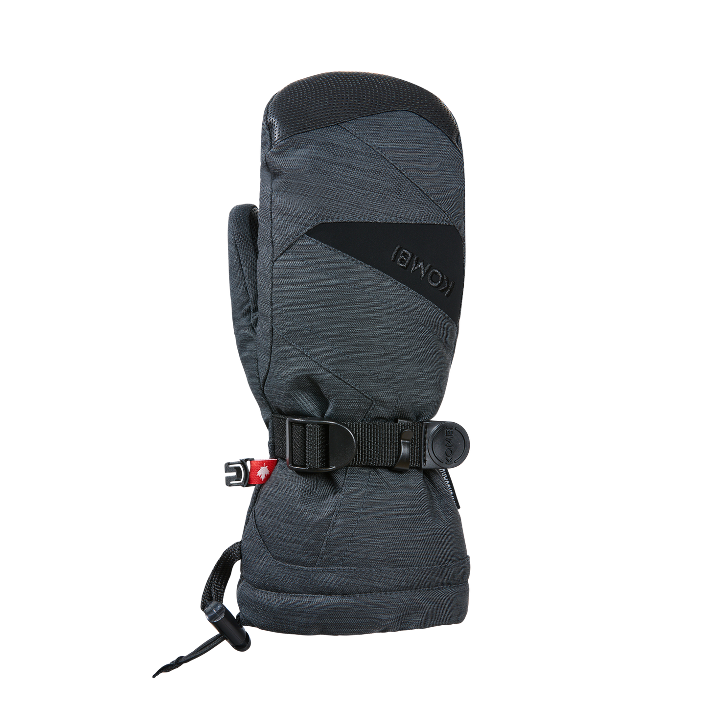 Mitaines d'hiver The Original - Kombi gris foncé en polyester avec paume noire, membrane imperméable, vue de profil gauche.