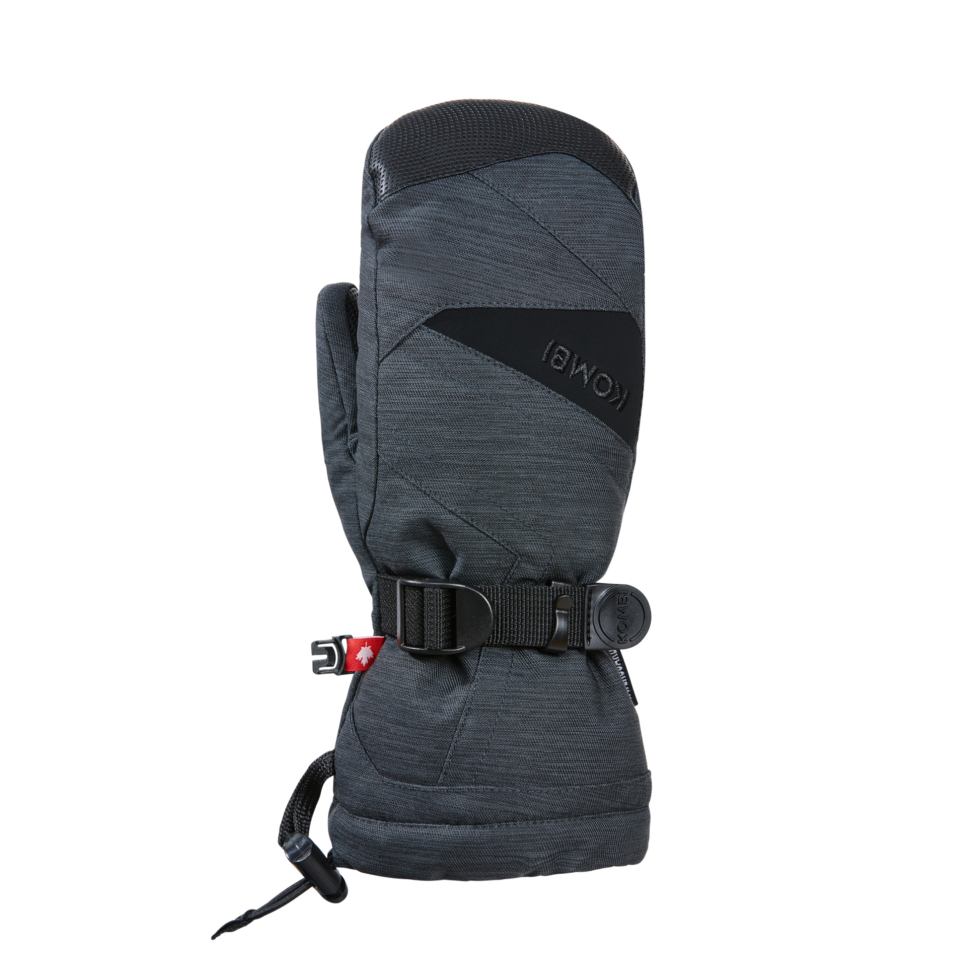 Mitaines d'hiver The Original - Kombi gris foncé en polyester avec paume noire, membrane imperméable, vue de profil gauche.