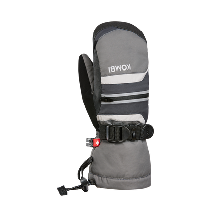 Mitaines d'hiver - Kombi Yolo grises et noires en polyamide avec paume cuir synthétique, isolation microfibre, vue de côté.