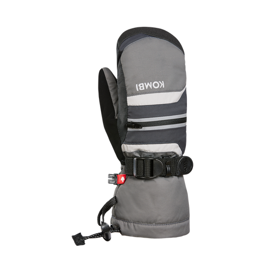 Mitaines d'hiver - Kombi Yolo grises et noires en polyamide avec paume cuir synthétique, isolation microfibre, vue de côté.
