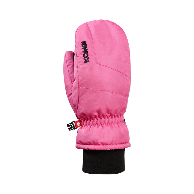 Mitaines d'hiver The Peak - Kombi roses en polyester avec paume en cuir synthétique, isolées, vue de dos sur fond blanc