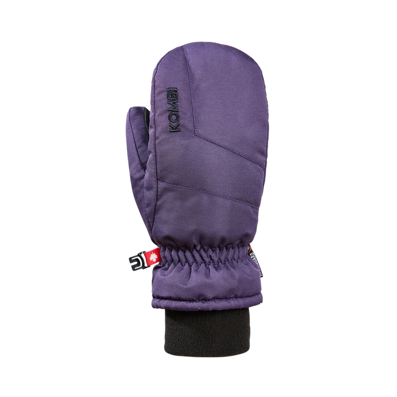 Mitaines d'hiver The Peak - Kombi violet foncé en polyester résistant avec paume en cuir synthétique, vue de profil gauche