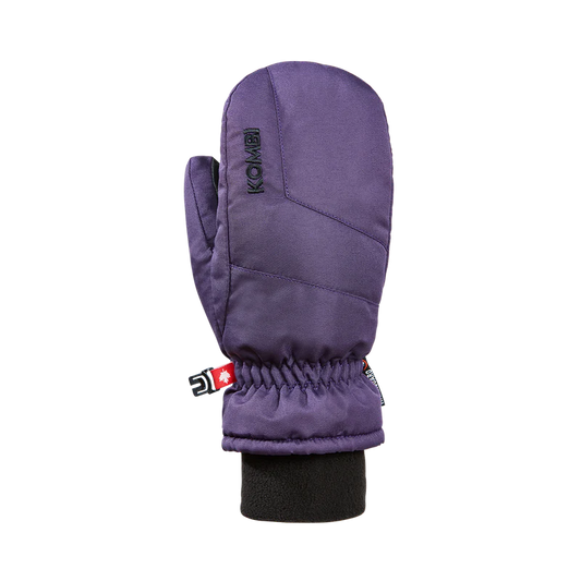 Mitaines d'hiver The Peak - Kombi violet foncé en polyester résistant avec paume en cuir synthétique, vue de profil gauche