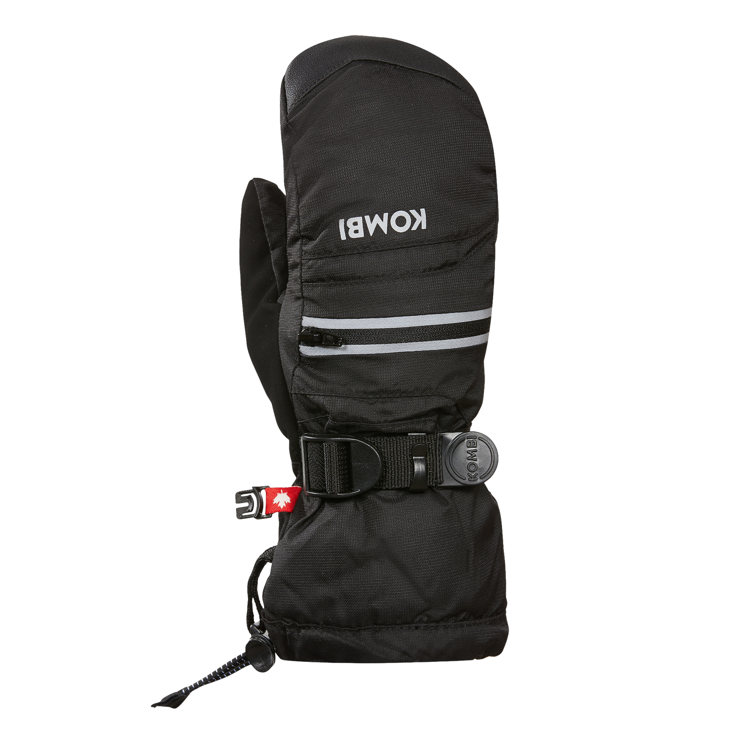 Mitaines d'hiver - Kombi Yolo noires avec détails réfléchissants, cuir synthétique sur paume, vue de face, adulte homme.