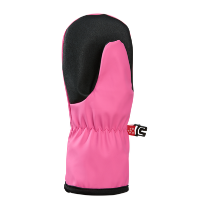 Mitaines Mi-Saison - Kombi rose et noires résistantes à l'eau, style enfant, vue de face seule.