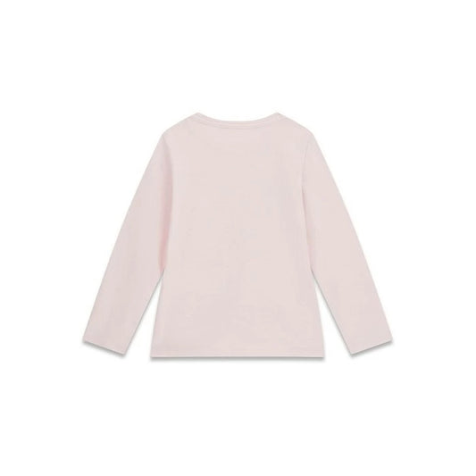 Chandail - Guess rose pâle à manches longues en coton et élasthanne, pour enfant, vue de dos avec col rond simple.