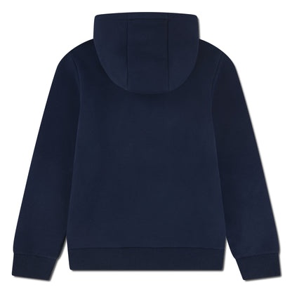 Hoodie - Lacoste bleu marine en coton polyester pour garçon, manches longues avec capuchon, vue de dos