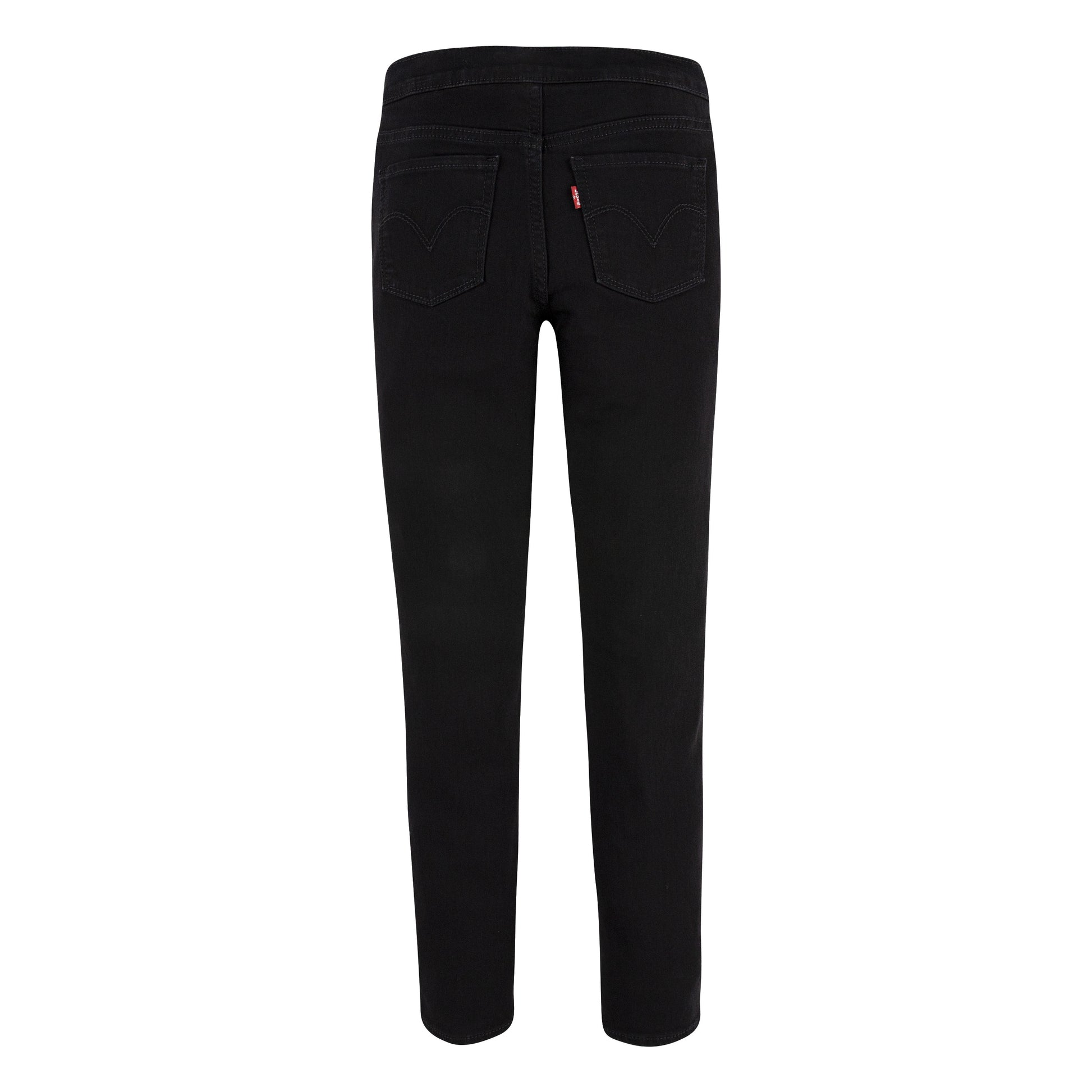 Jegging - Levi's noir coupe super skinny mi-haute, effet jean, pour fille, vue de dos avec étiquette sur poche arrière.