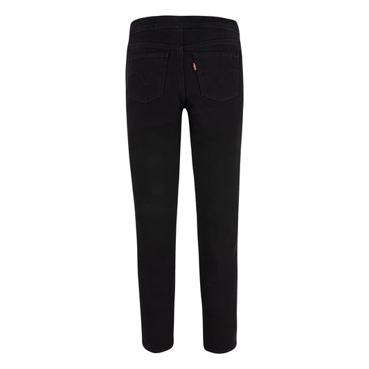 Jegging - Levi's noir coupe super skinny mi-haute, effet jean, pour fille, vue de dos avec étiquette sur poche arrière.