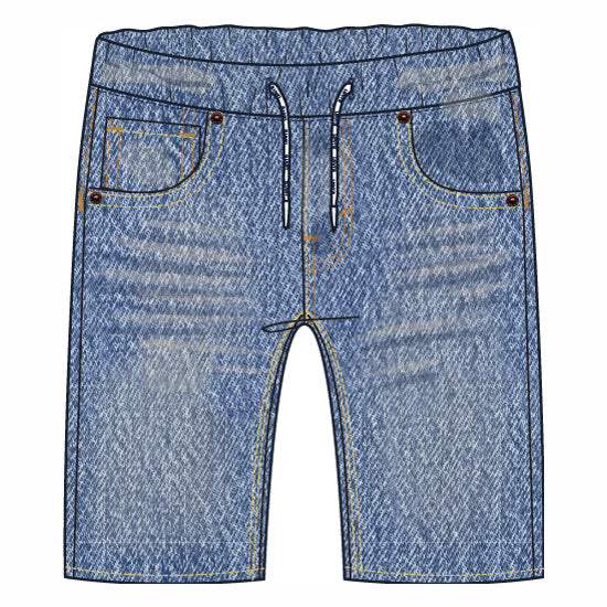 Short - Levi's en jean bleu clair avec cordon de serrage blanc, taille extensible, style garçon, vue de face.