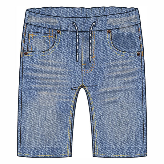 Short - Levi's en jean bleu clair avec cordon de serrage blanc, taille extensible, style garçon, vue de face.