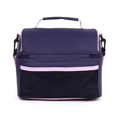 Boite à lunch - Louis Garneau Licorne violette avec détails roses, isolée en dôme, tissu polyester, vue de face.