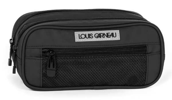 Étui à crayons - Louis Garneau Noir en tissu synthétique avec 2 compartiments et poche zippée, vue de face