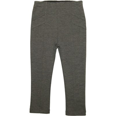 Legging - M.I.D gris foncé en tissu stretch pour fille, coupe droite, vue de face sur fond blanc.