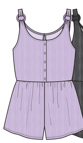 Combinaison - Mandarine & Co lilas en polyester et spandex, bretelles réglables, style fille, vue de face