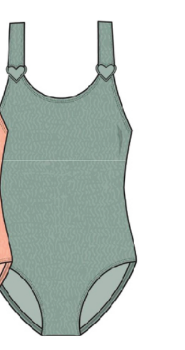 Maillot de bain - Mandarine & Co vert menthe avec anneaux sur bretelles, matière stretch, pour fille, vue de face