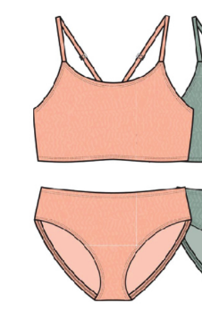 Maillot de bain - Mandarine & Co deux pièces orange uni, textile léger polyester et spandex, pour fille, vue de face