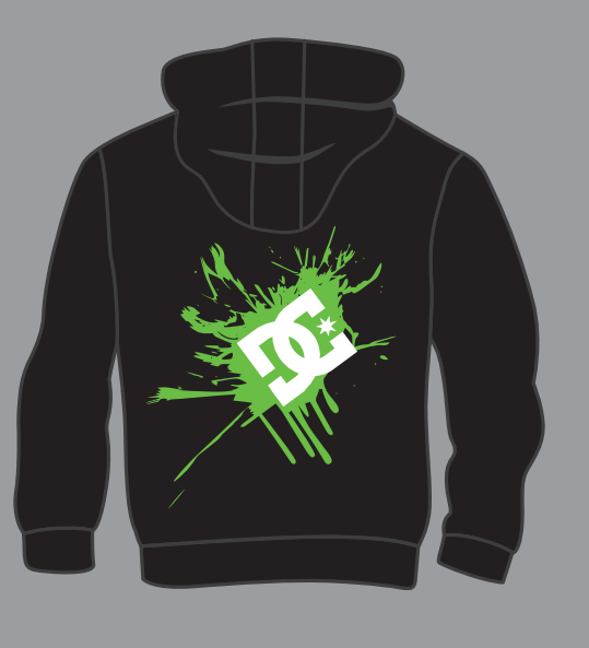 Hoodie - Monster DC noir avec logo blanc et éclaboussures vertes au dos, polyester, pour garçon, vue de dos