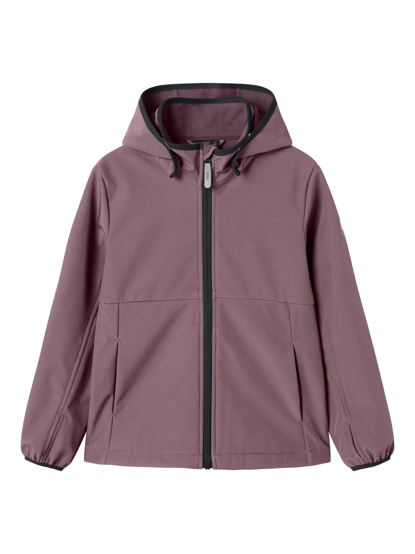 Manteau Mi-Saison - Name It violet mauve avec capuche et zip noir, pour enfant, polyester recyclé, vue de face portrait 1350x1800