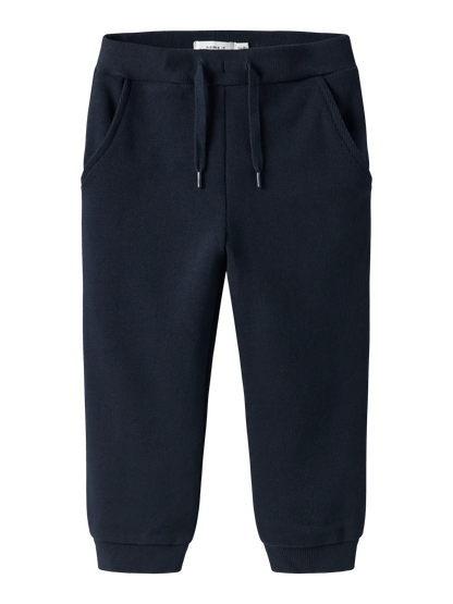 Pantalon - Name It bleu marine en coton biologique avec cordons et poches, style décontracté, pour garçon, vue de face