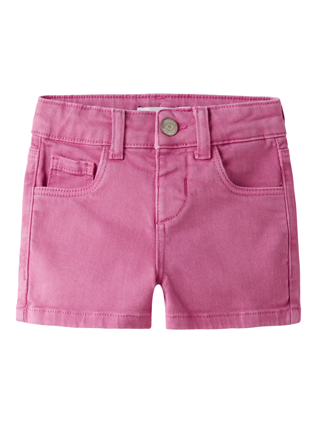 Short - Name It, short rose en coton biologique et élasthanne pour enfant, vue de face, style casual.