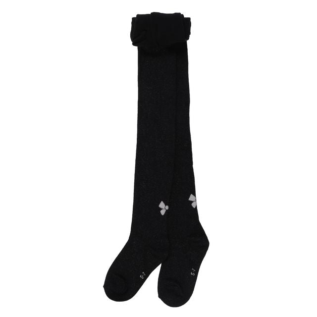 Bas collant - Nanö noir uni avec boucle à la cheville, taille élastique, pour enfant, vue de face déroulé.