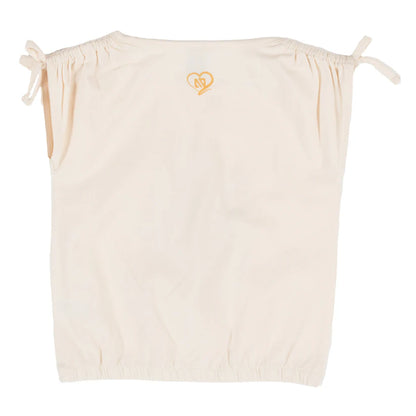 T-Shirt - Nanö beige en jersey uni avec cordons aux épaules et ourlet élastique, pour fille, vue de dos
