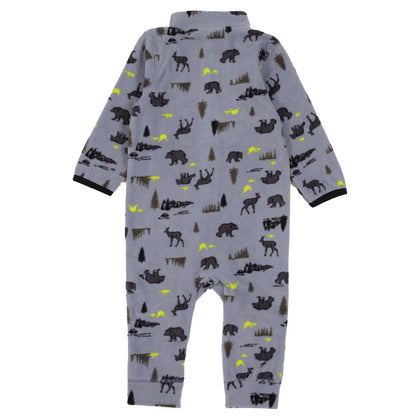 Une pièce thermal - Nanö gris à motifs animaux noirs et jaunes, tissu micropolaire, pour enfant, vue de dos