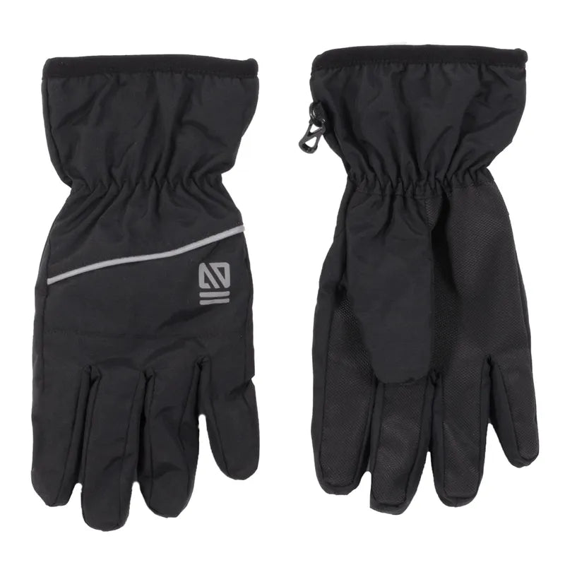 Gants Mi-Saison - Nanö noirs en nylon avec doublure micropolar, éléments réfléchissants, vue de face et dos.
